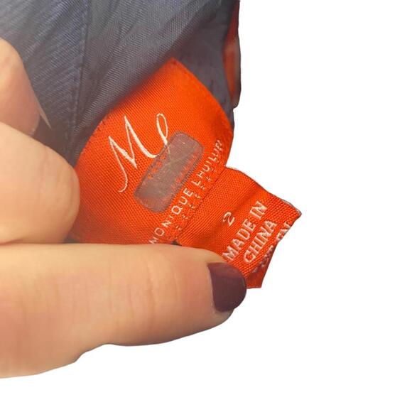 Monique Ihuiller high low gown dress navy blue elegant V neck lace detail US2 - Picture 10 of 15